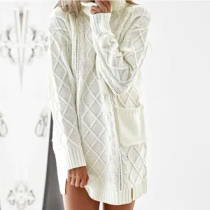 Luna Twist Retro Knitted Turtleneck Sweater