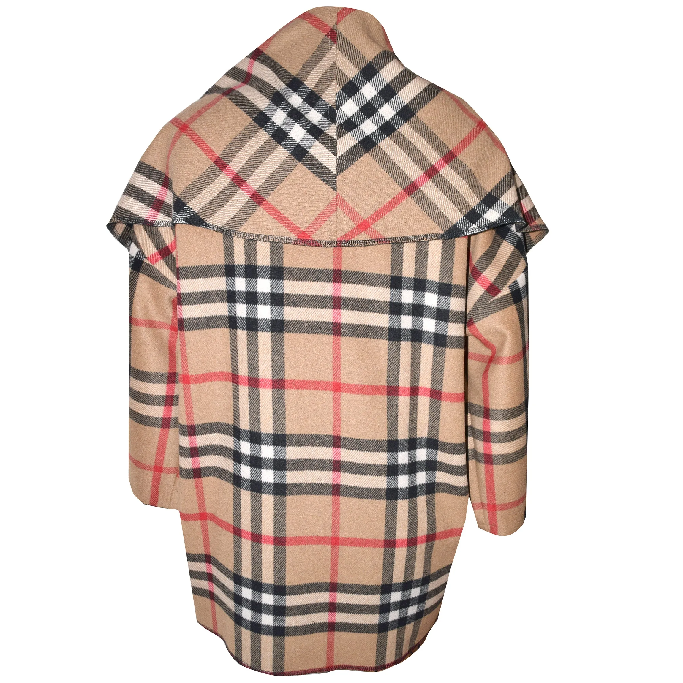 Luxurious Classic Plaid Wool Blend Wrap Coat