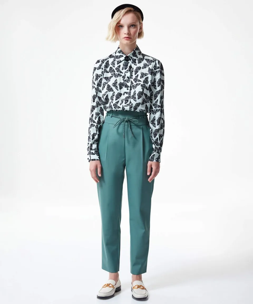 Machka Beautiful Butterfly Printed Blouse L.Green