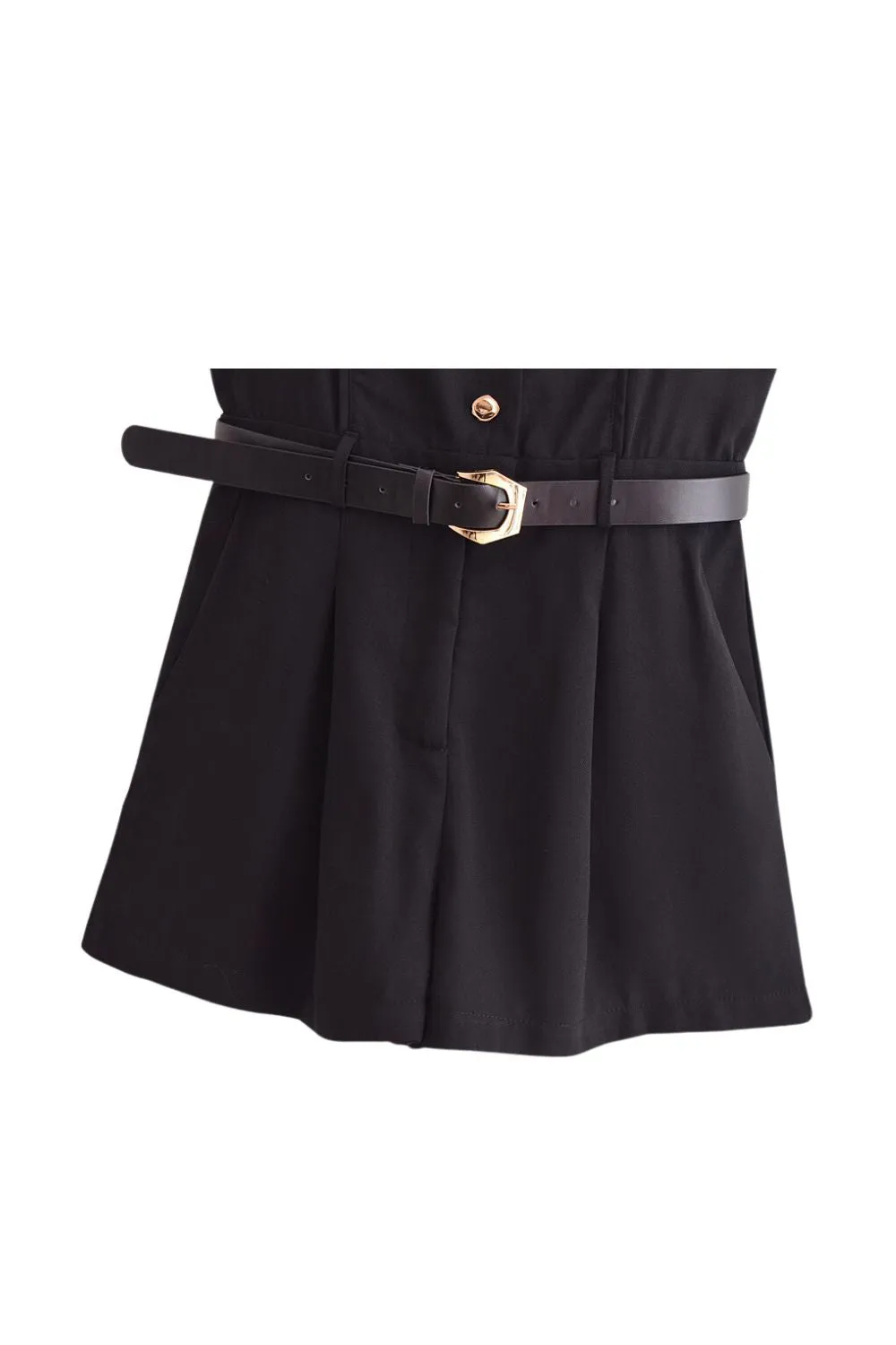 'Maria' V-Neck Belted Short Jumpsuit