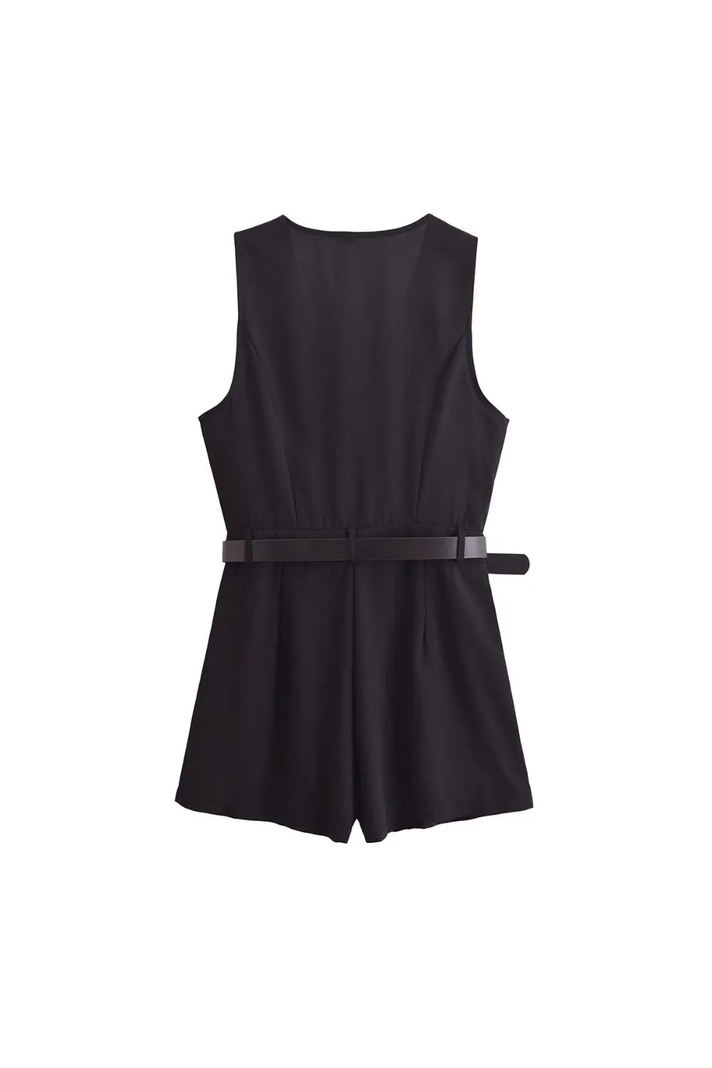 'Maria' V-Neck Belted Short Jumpsuit
