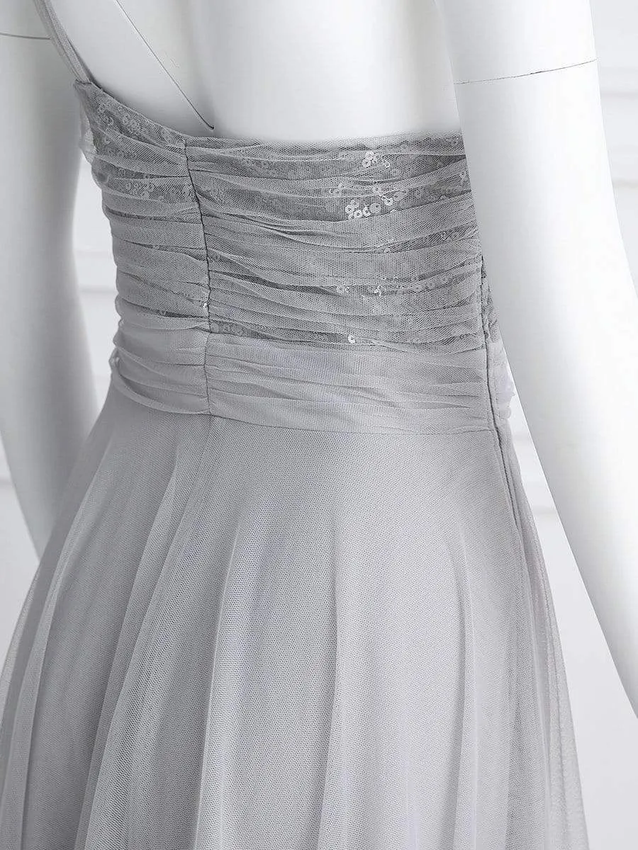 Maxi Long One Shoulder Tulle Party Dresses for Women