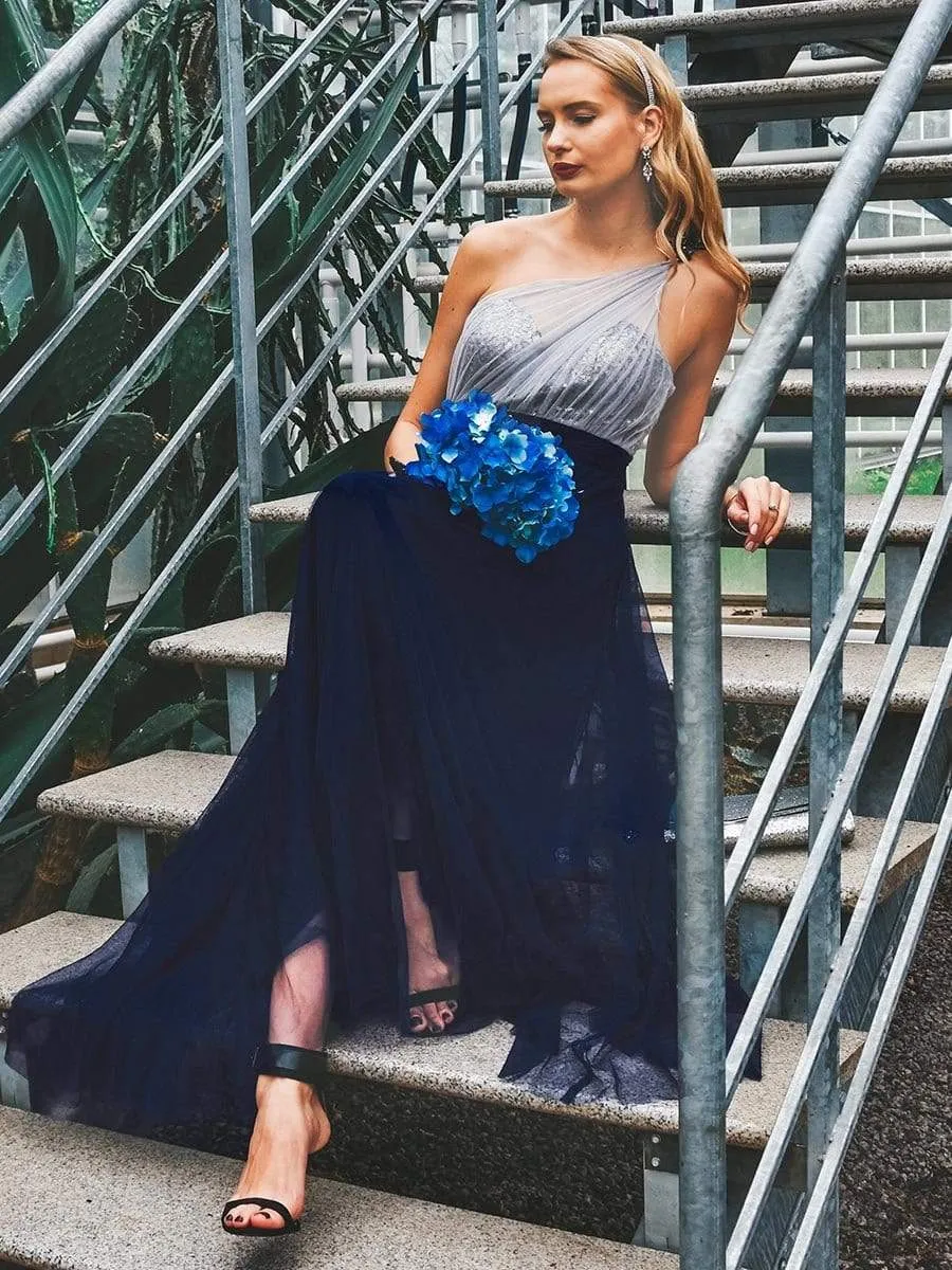 Maxi Long One Shoulder Tulle Party Dresses for Women