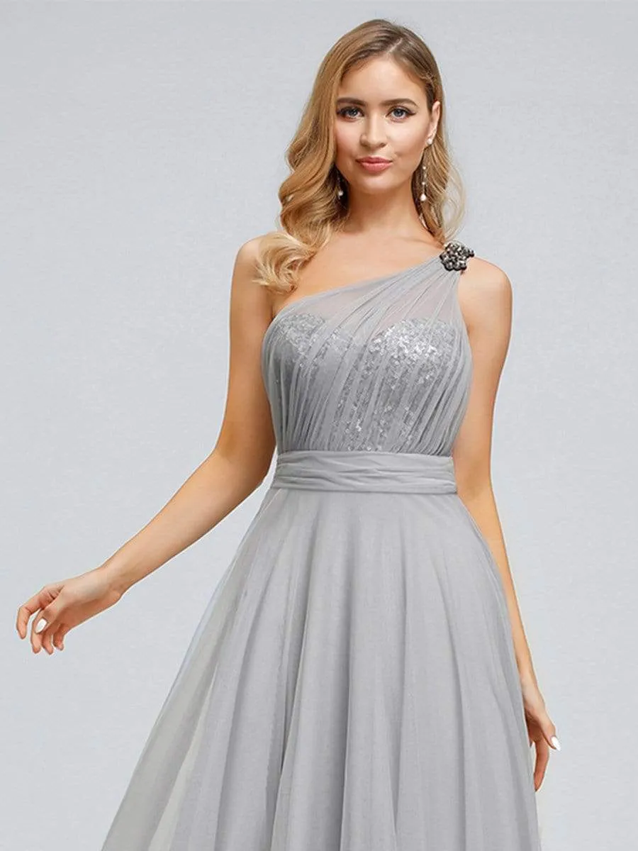 Maxi Long One Shoulder Tulle Party Dresses for Women