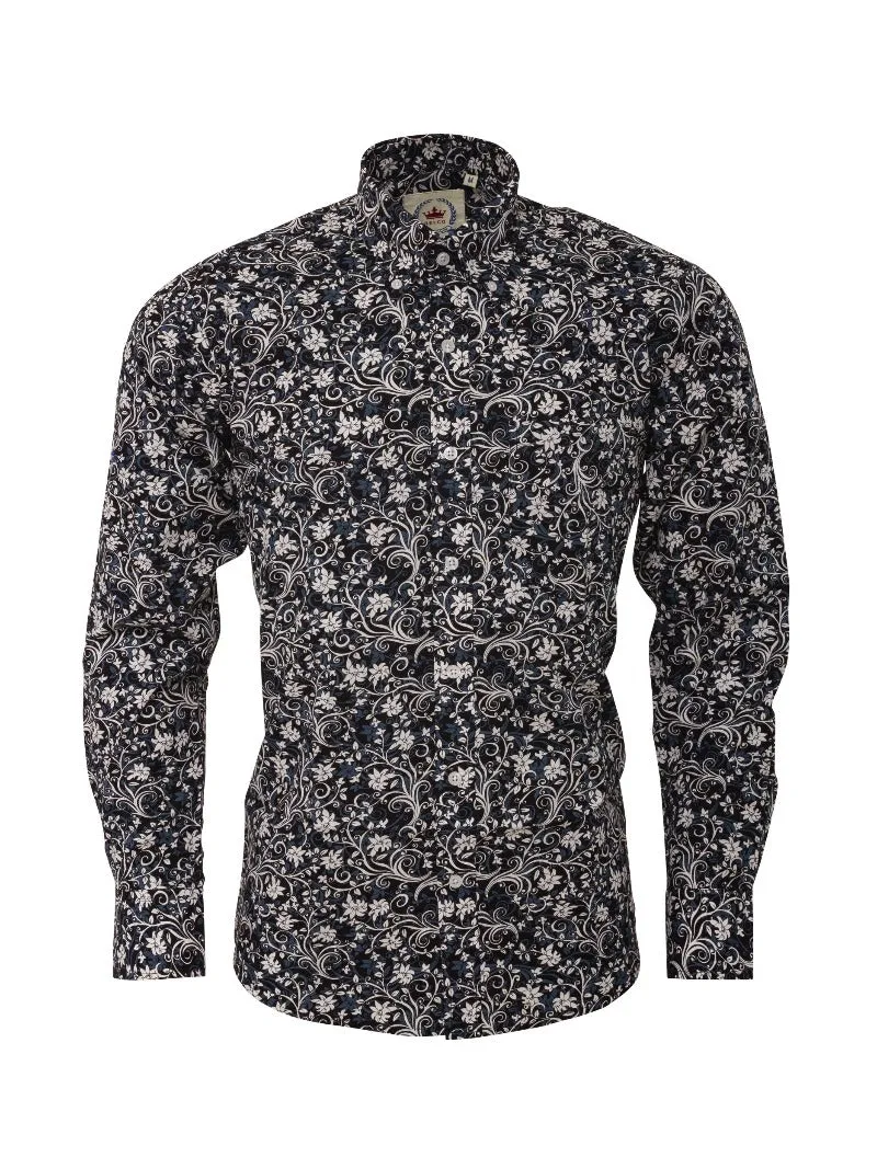 Men's Black & White floral shirt - FLORAL-19