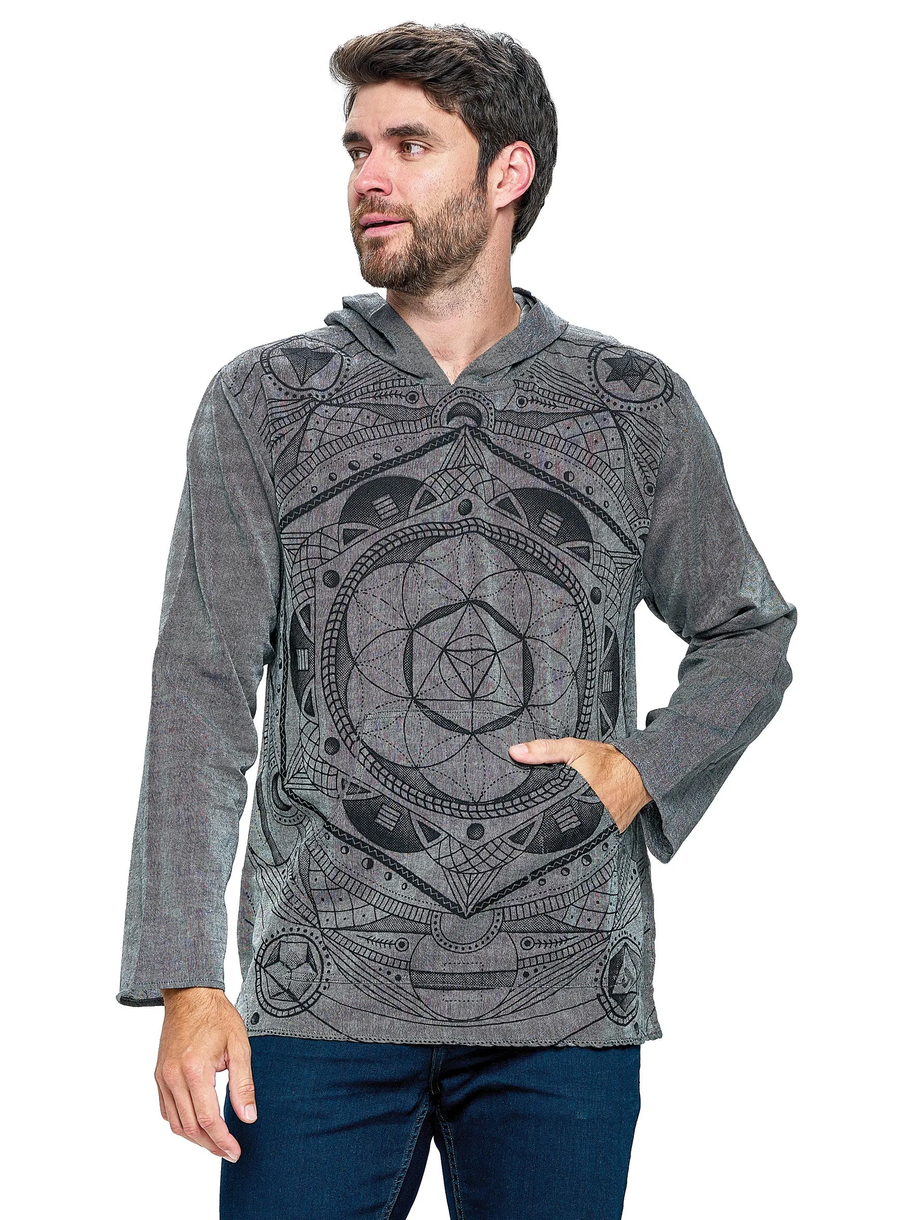 Men's Hooded T Shirt Sacred Geometry