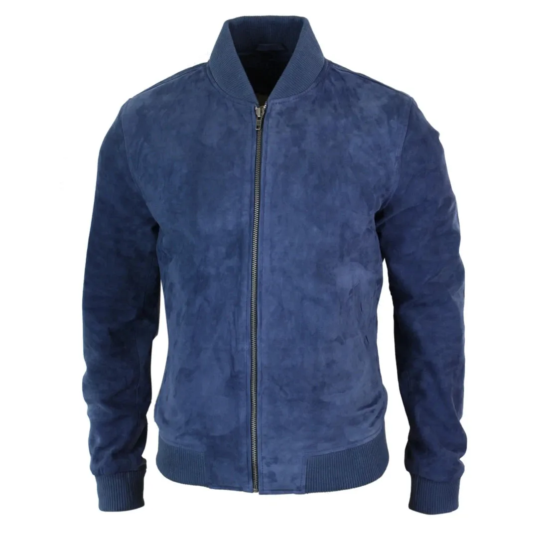 Men's Suede Leather Varsity Bomber College Jacket Classic Camel Black