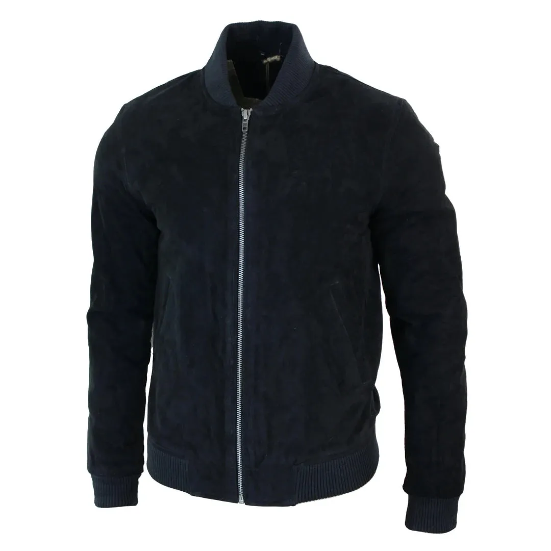 Men's Suede Leather Varsity Bomber College Jacket Classic Camel Black