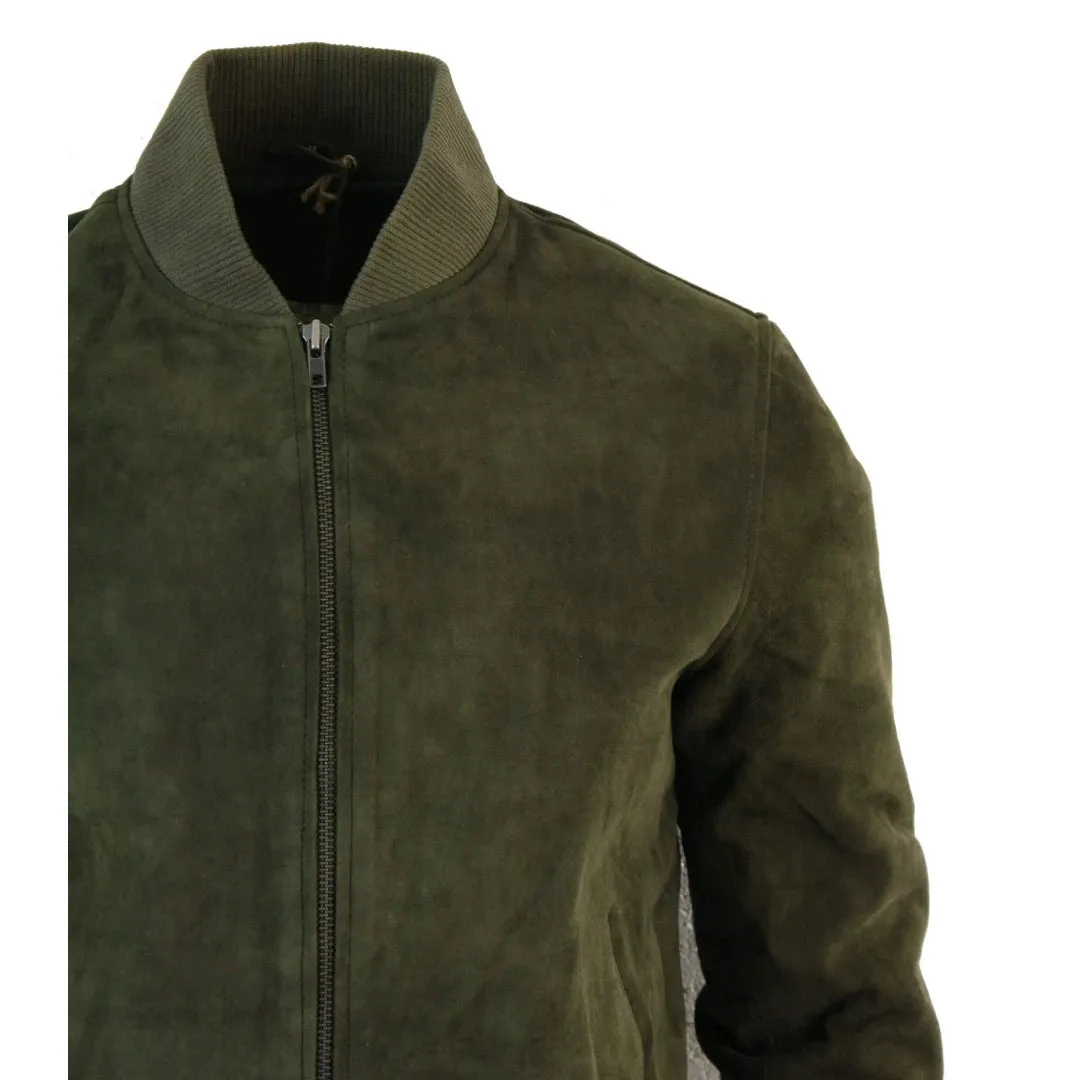 Men's Suede Leather Varsity Bomber College Jacket Classic Camel Black