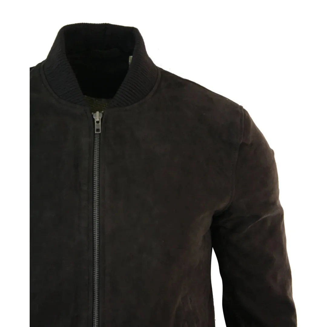 Men's Suede Leather Varsity Bomber College Jacket Classic Camel Black