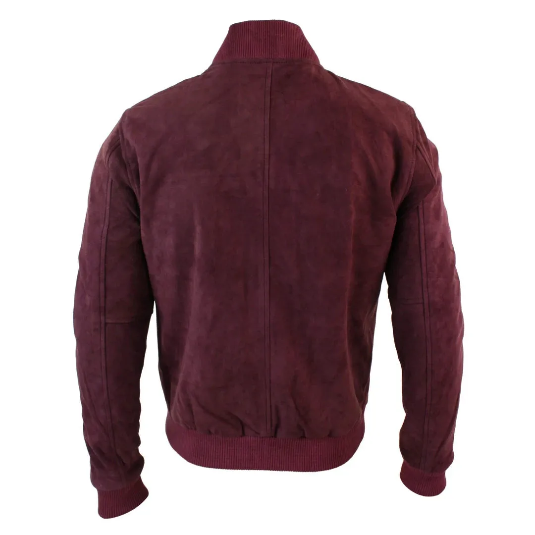 Men's Suede Leather Varsity Bomber College Jacket Classic Camel Black