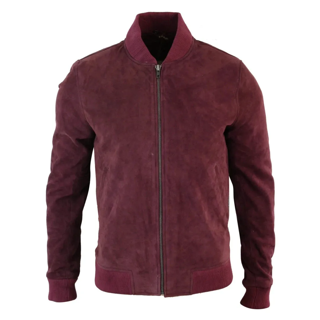 Men's Suede Leather Varsity Bomber College Jacket Classic Camel Black