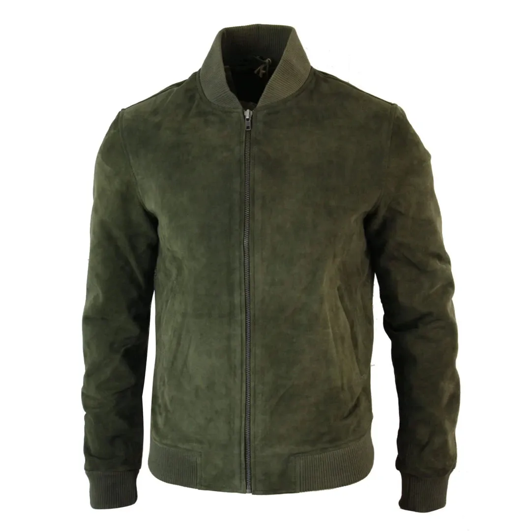 Men's Suede Leather Varsity Bomber College Jacket Classic Camel Black