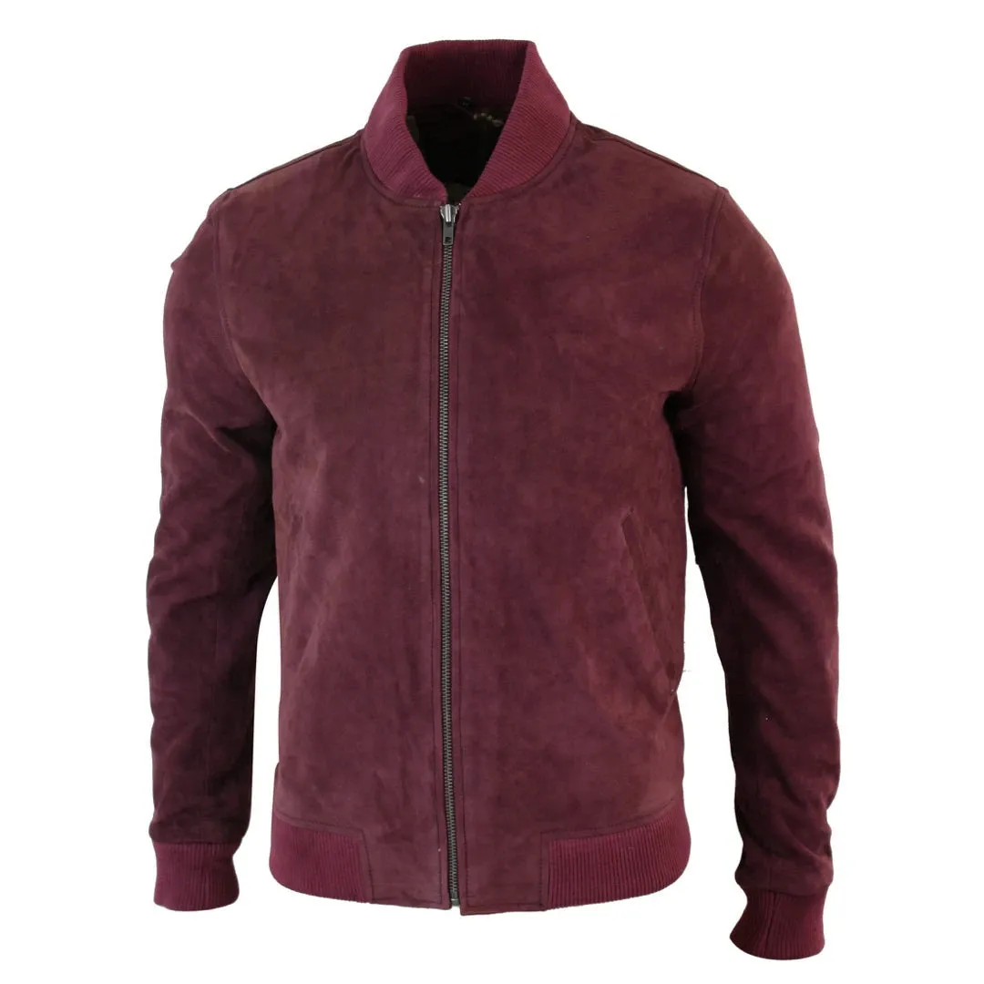 Men's Suede Leather Varsity Bomber College Jacket Classic Camel Black
