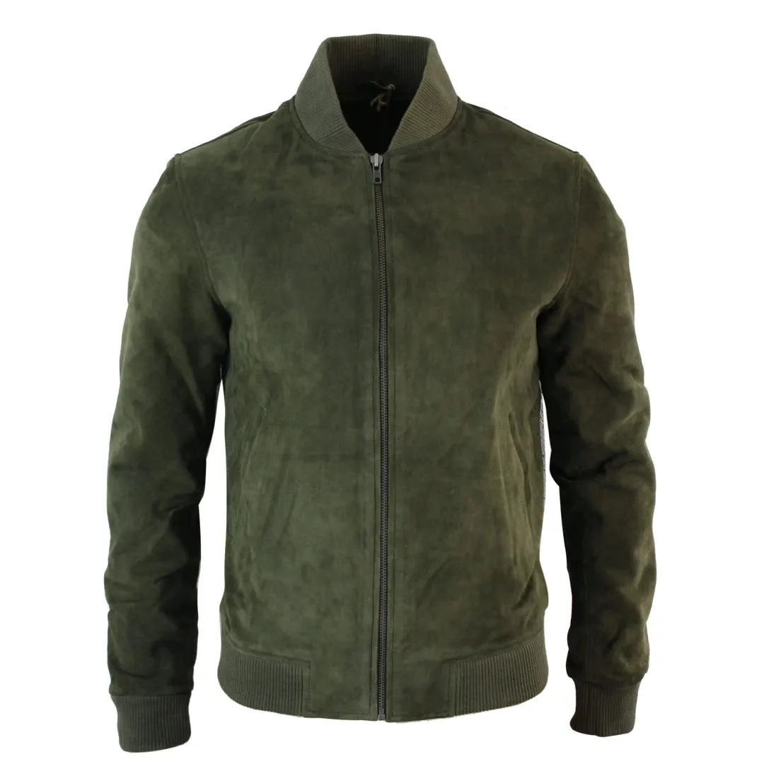 Men's Suede Leather Varsity Bomber College Jacket Classic Camel Black