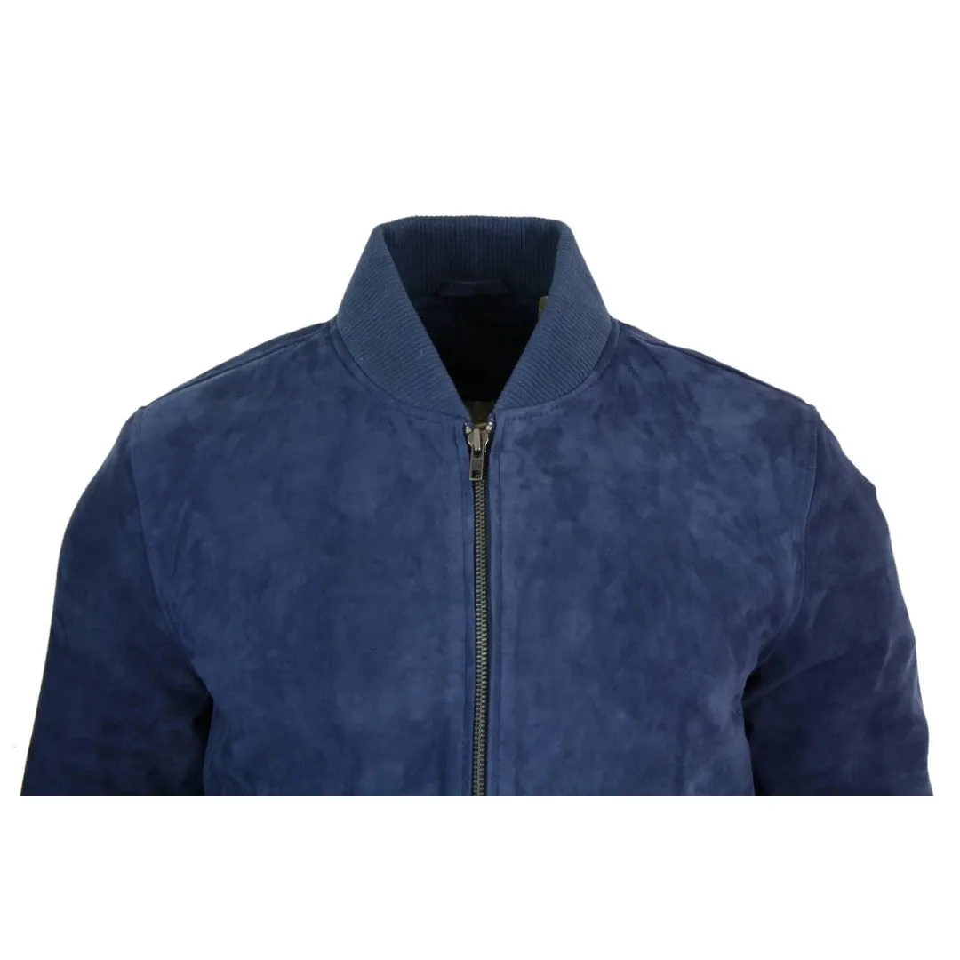 Men's Suede Leather Varsity Bomber College Jacket Classic Camel Black