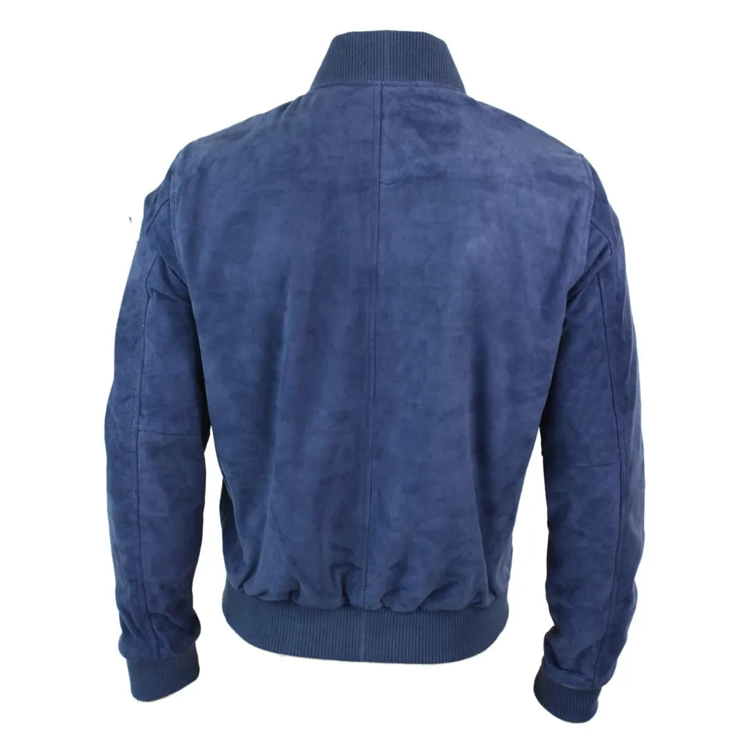 Men's Suede Leather Varsity Bomber College Jacket Classic Camel Black