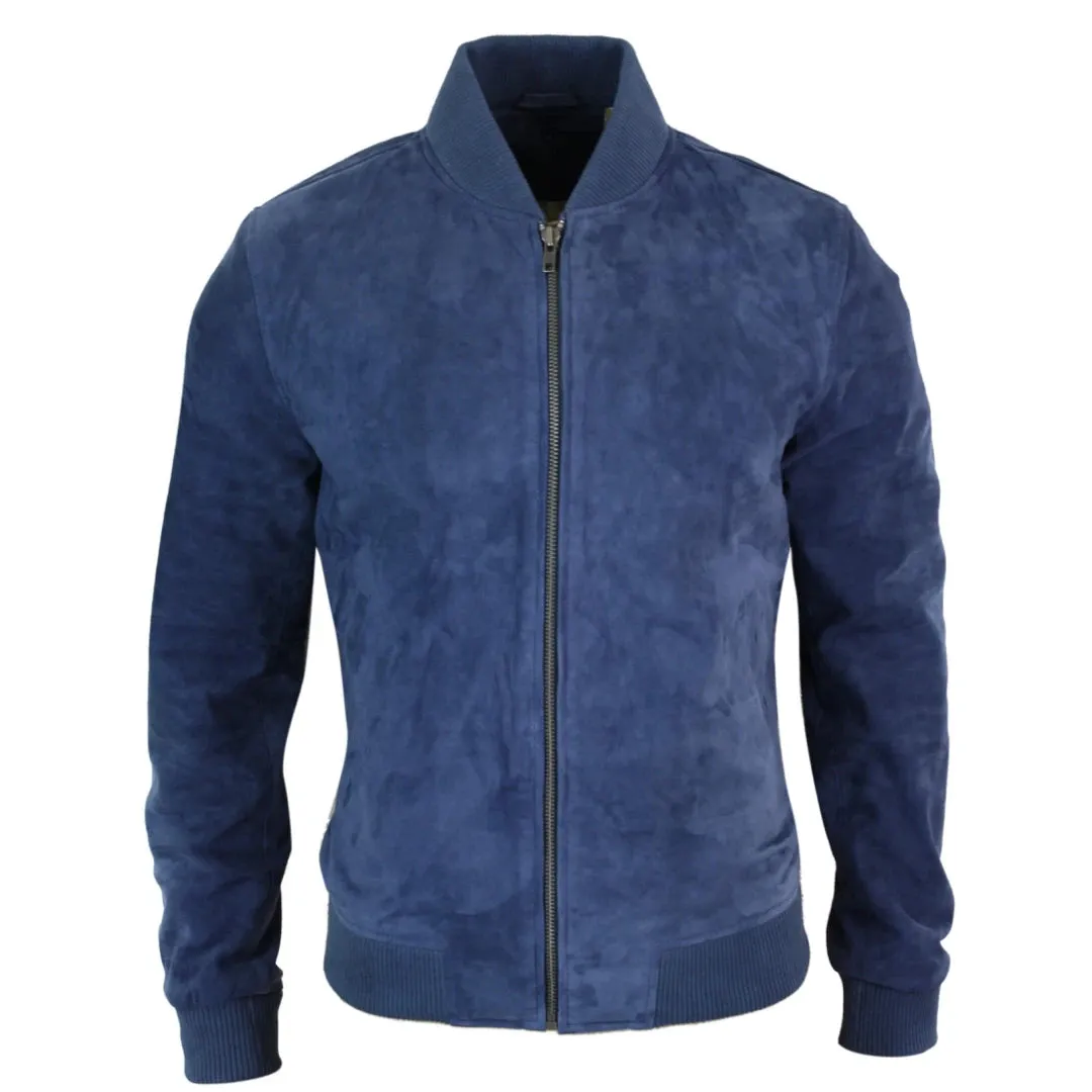 Men's Suede Leather Varsity Bomber College Jacket Classic Camel Black