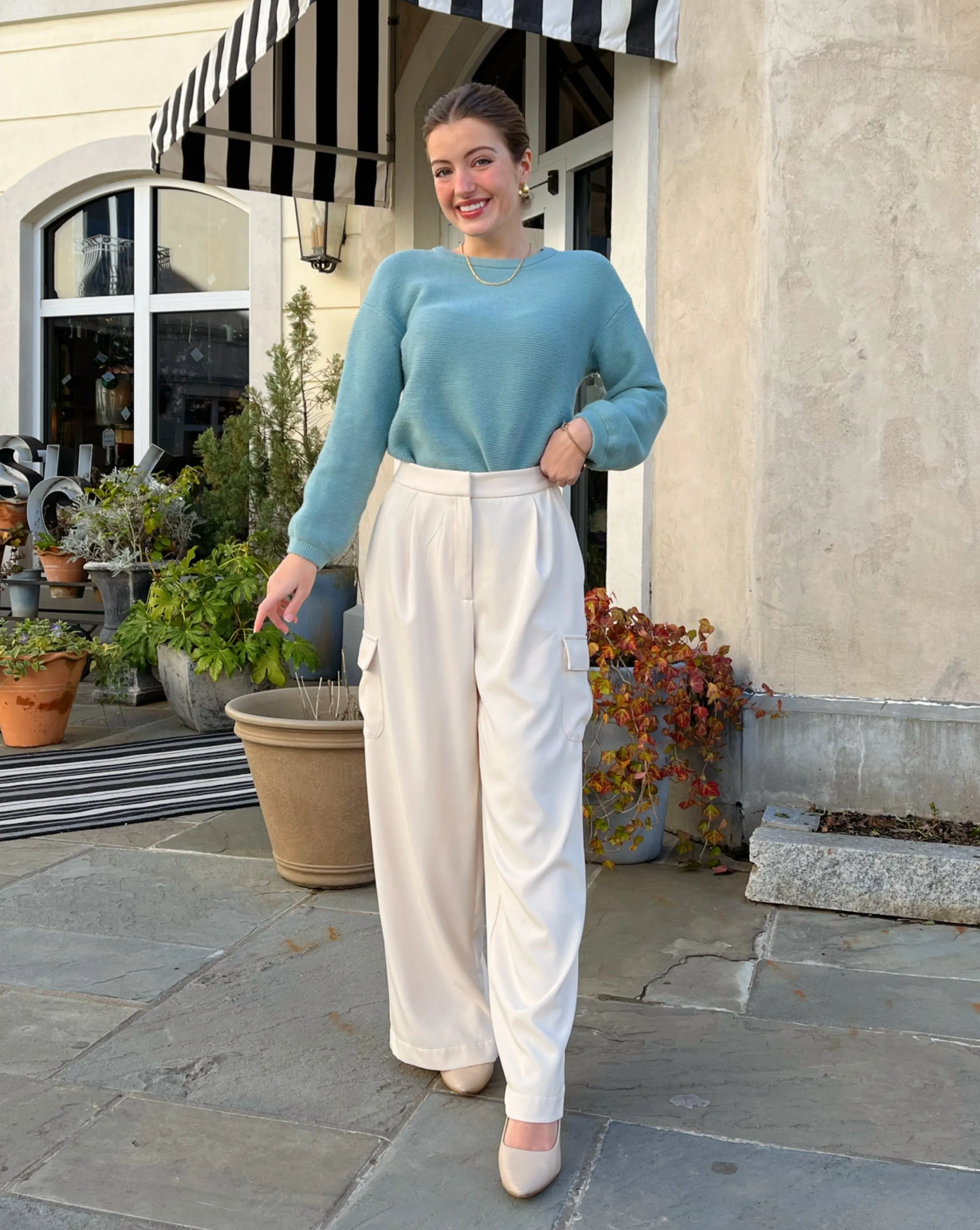 MEROKEETY Wide Leg High Waisted Cargo Pants