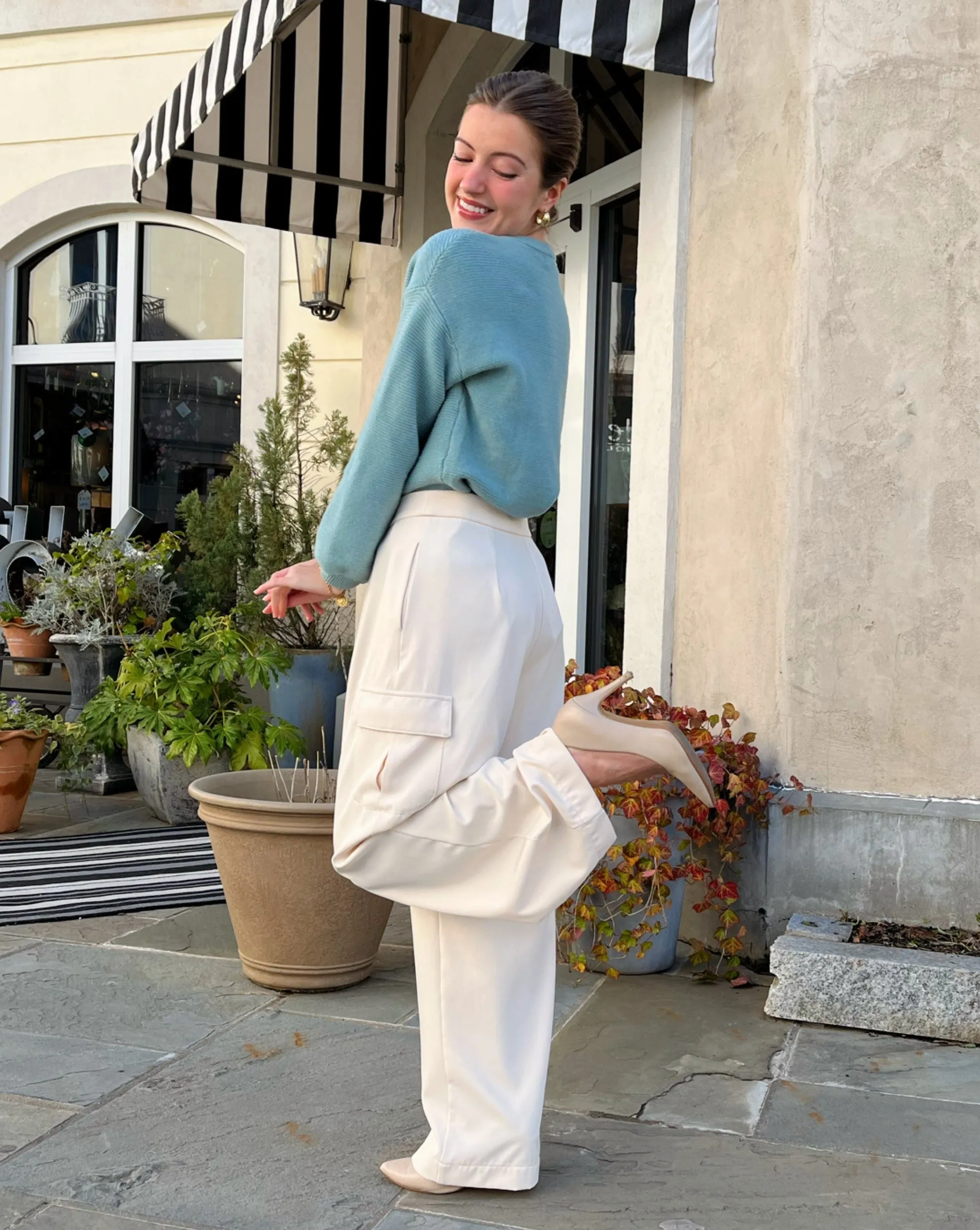 MEROKEETY Wide Leg High Waisted Cargo Pants