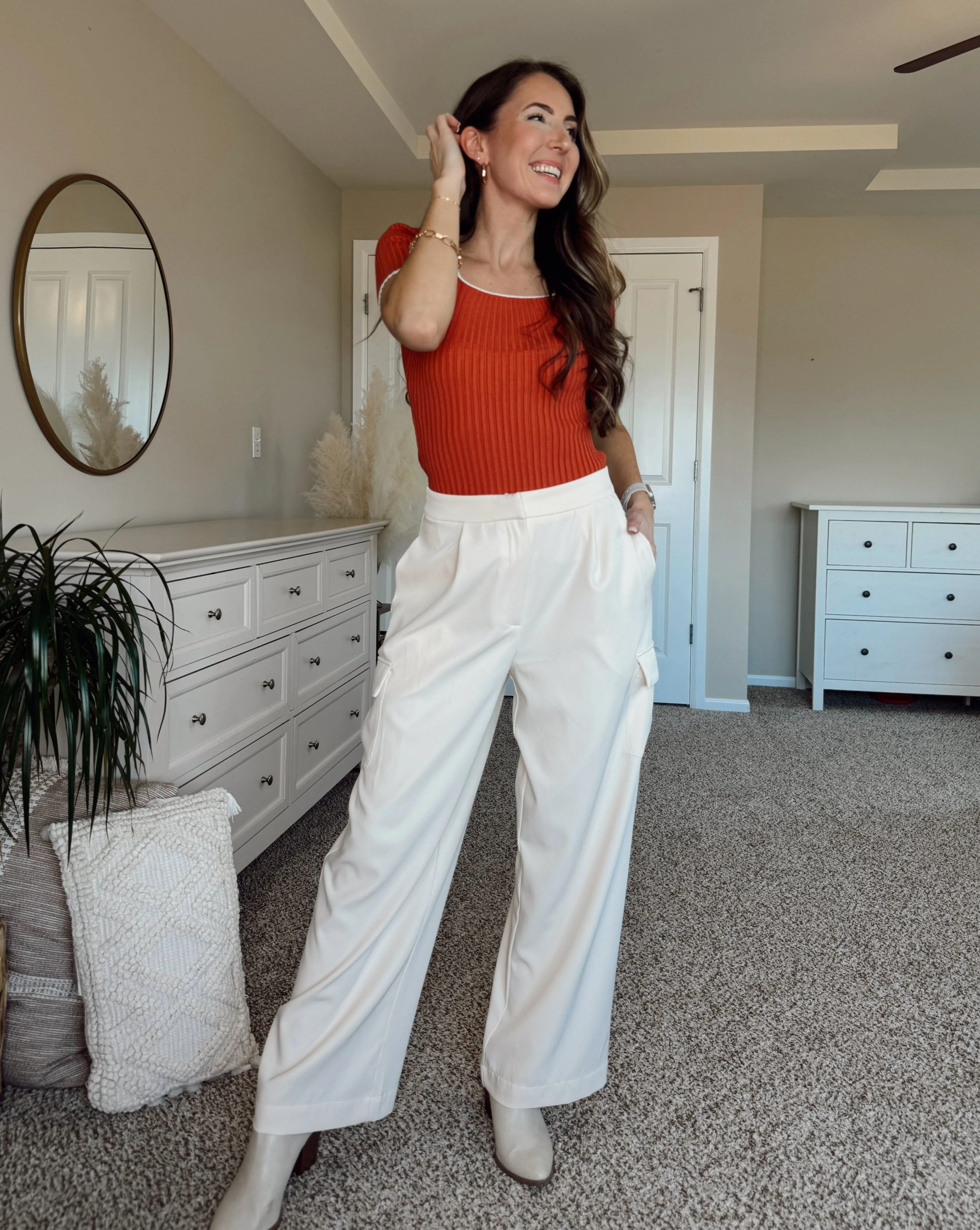 MEROKEETY Wide Leg High Waisted Cargo Pants