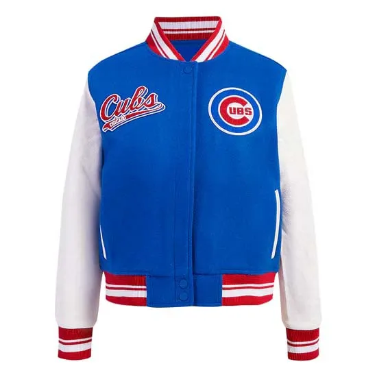 MLB Chicago Cubs Script Tail Women S Wool Varsity Jacket