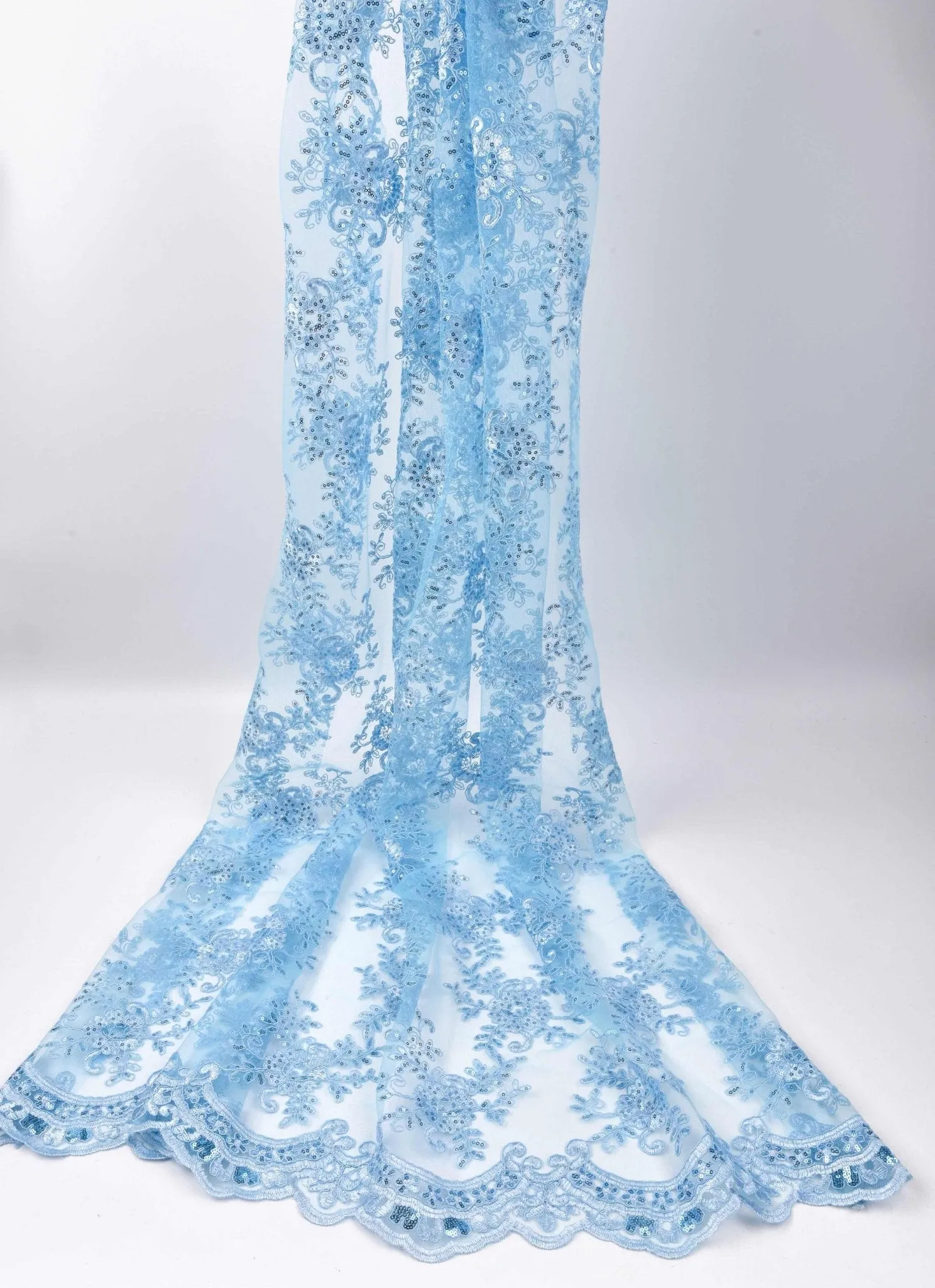 Nylon Mesh Bridal Wear Mesh Cord Lace Embroidery with Sequins Le petite Florista - GK 6584/22