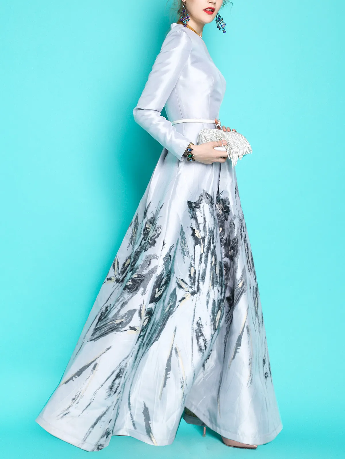 Old money style jacquard V-neck limited edition autumn winter dress- Cintia
