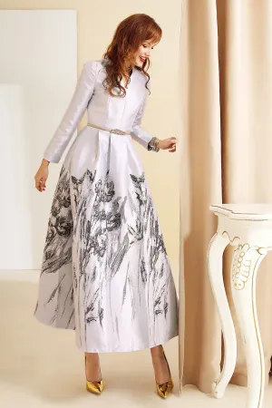 Old money style jacquard V-neck limited edition autumn winter dress- Cintia