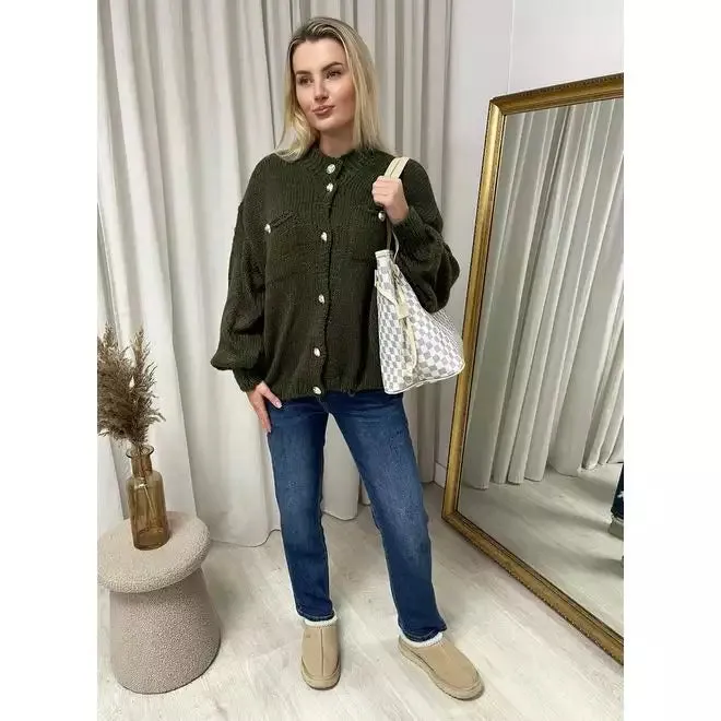 Oversized Button Down Chunky Knitted Top