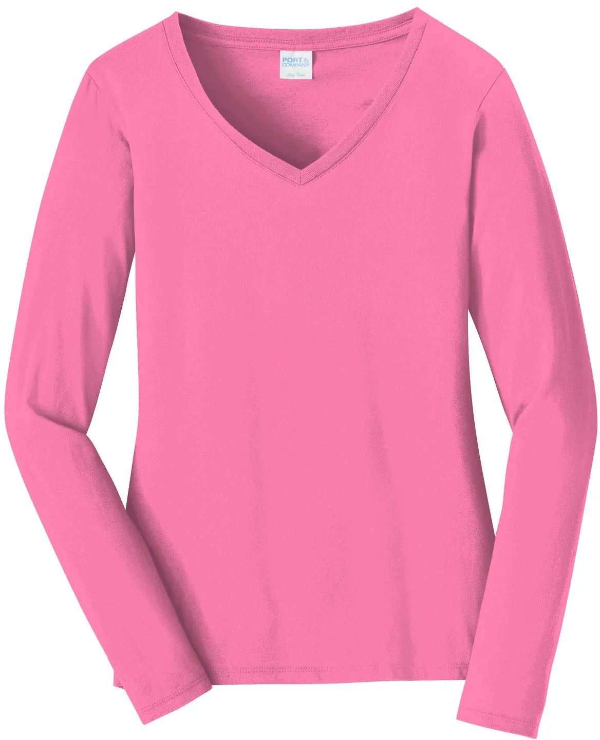 Port & Company Ladies Long Sleeve Fan Favorite V-Neck Tee