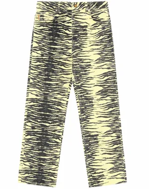 Print Denim High-Waisted Bootcut Jeans