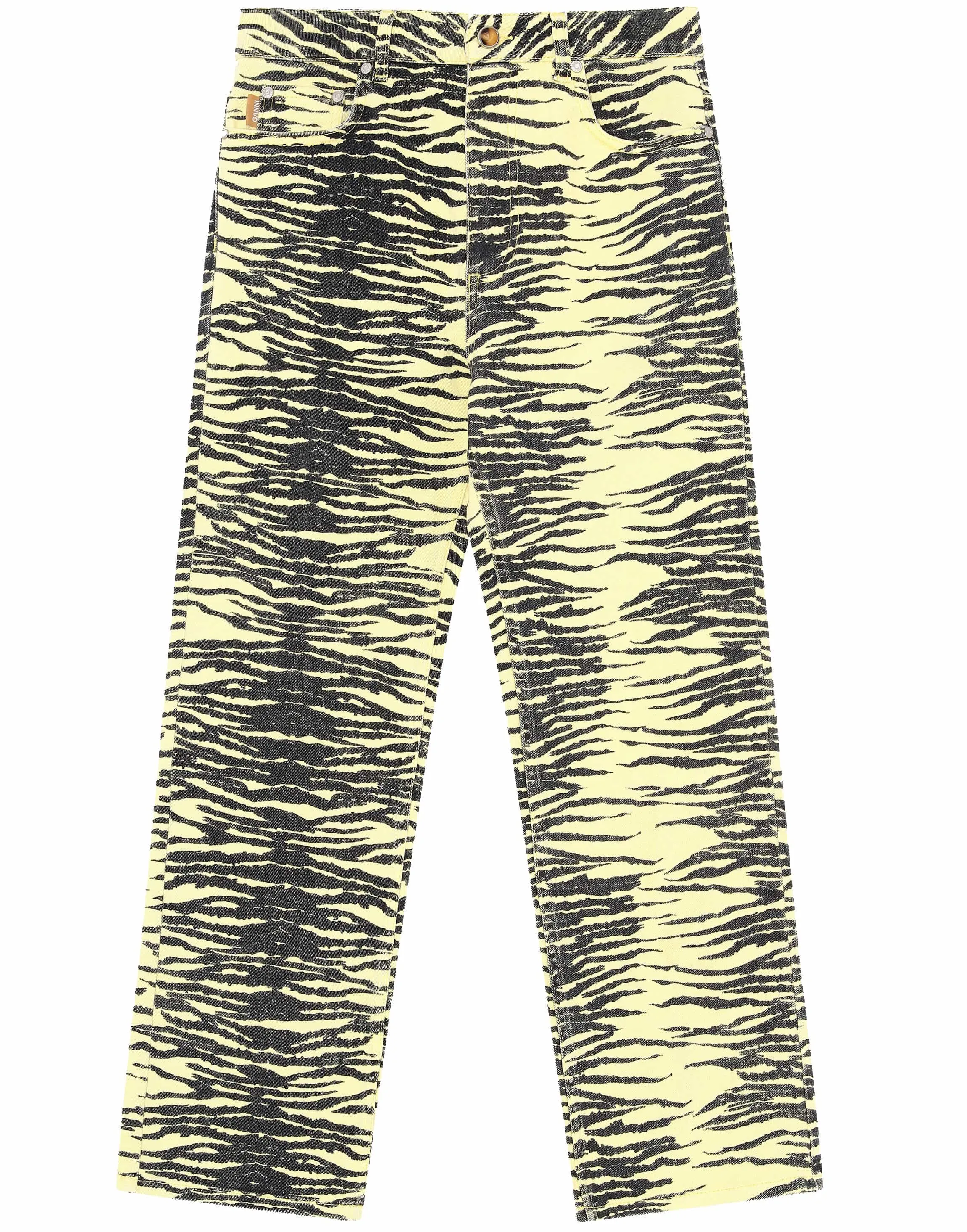Print Denim High-Waisted Bootcut Jeans