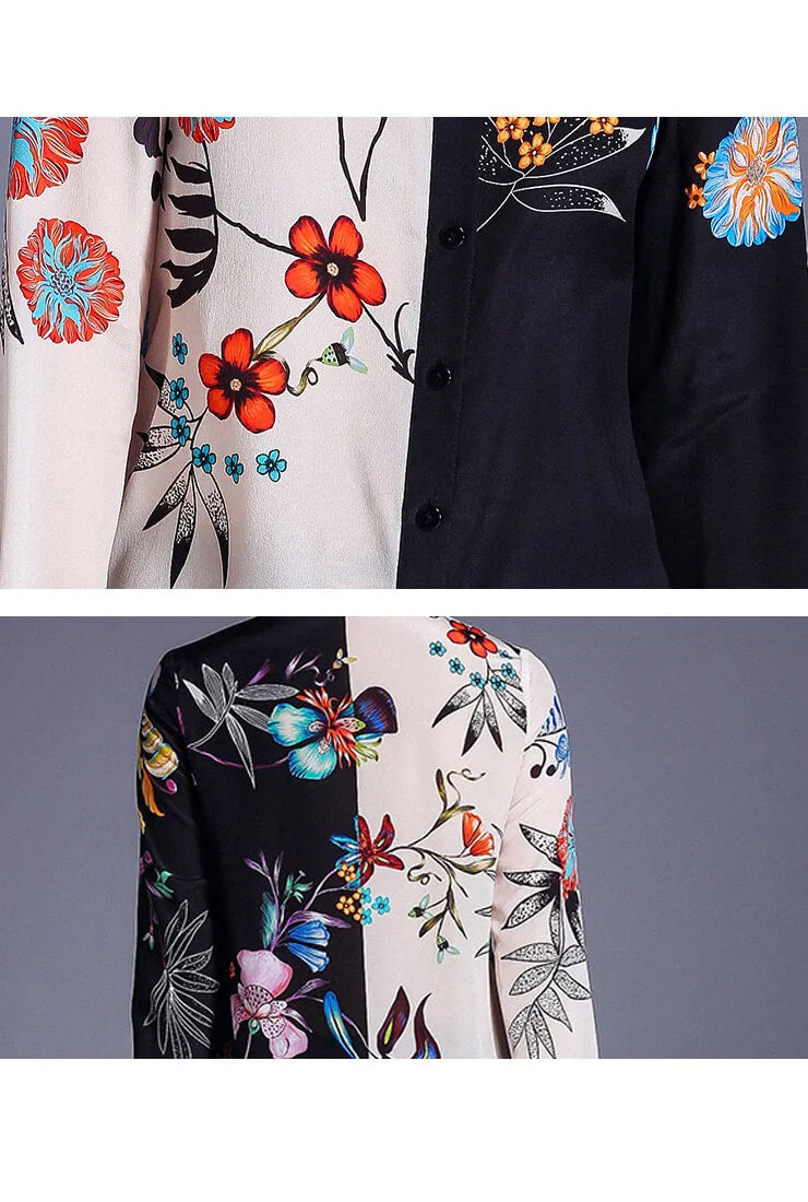 Printed Slim Long Sleeved Versatile Blouse