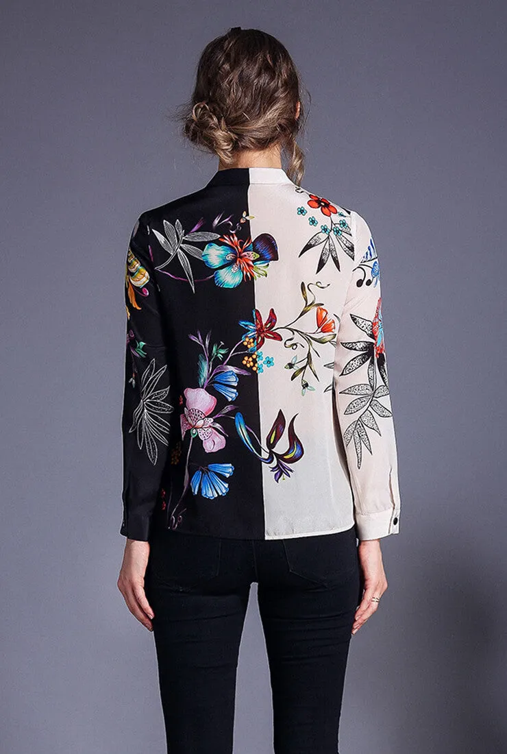 Printed Slim Long Sleeved Versatile Blouse