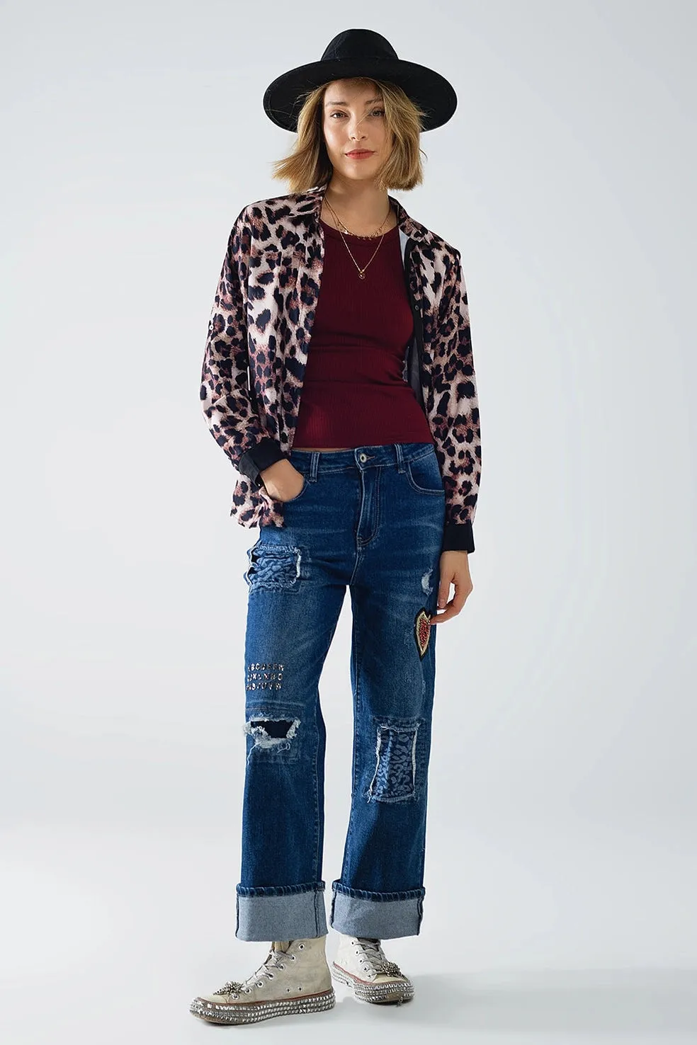 Q2 Leopard Print Button Down