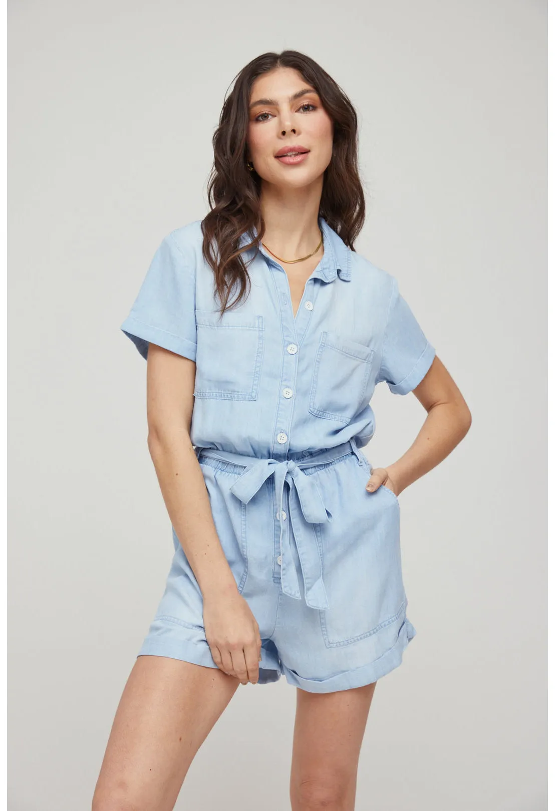 Rolled Hem Utility Romper
