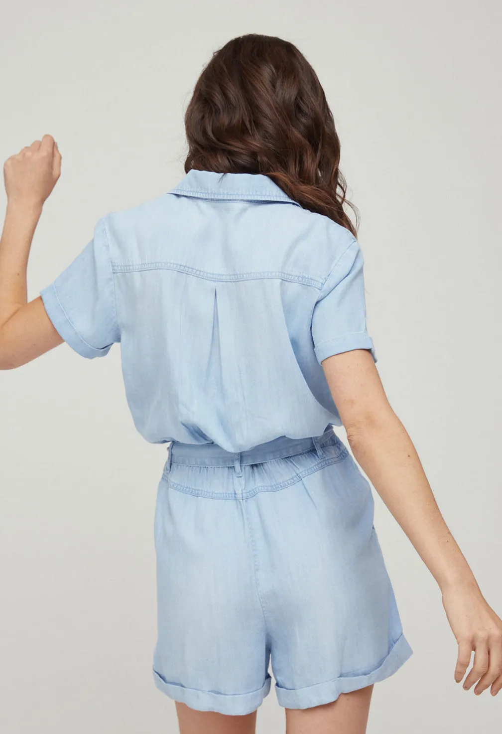 Rolled Hem Utility Romper