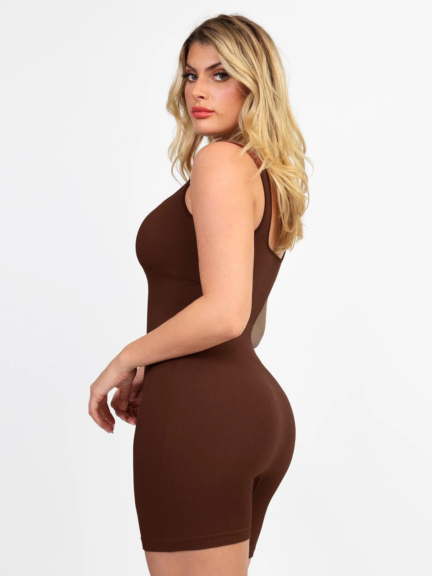 Shapewear Square Neck Seamless Smoothing Sport Romper