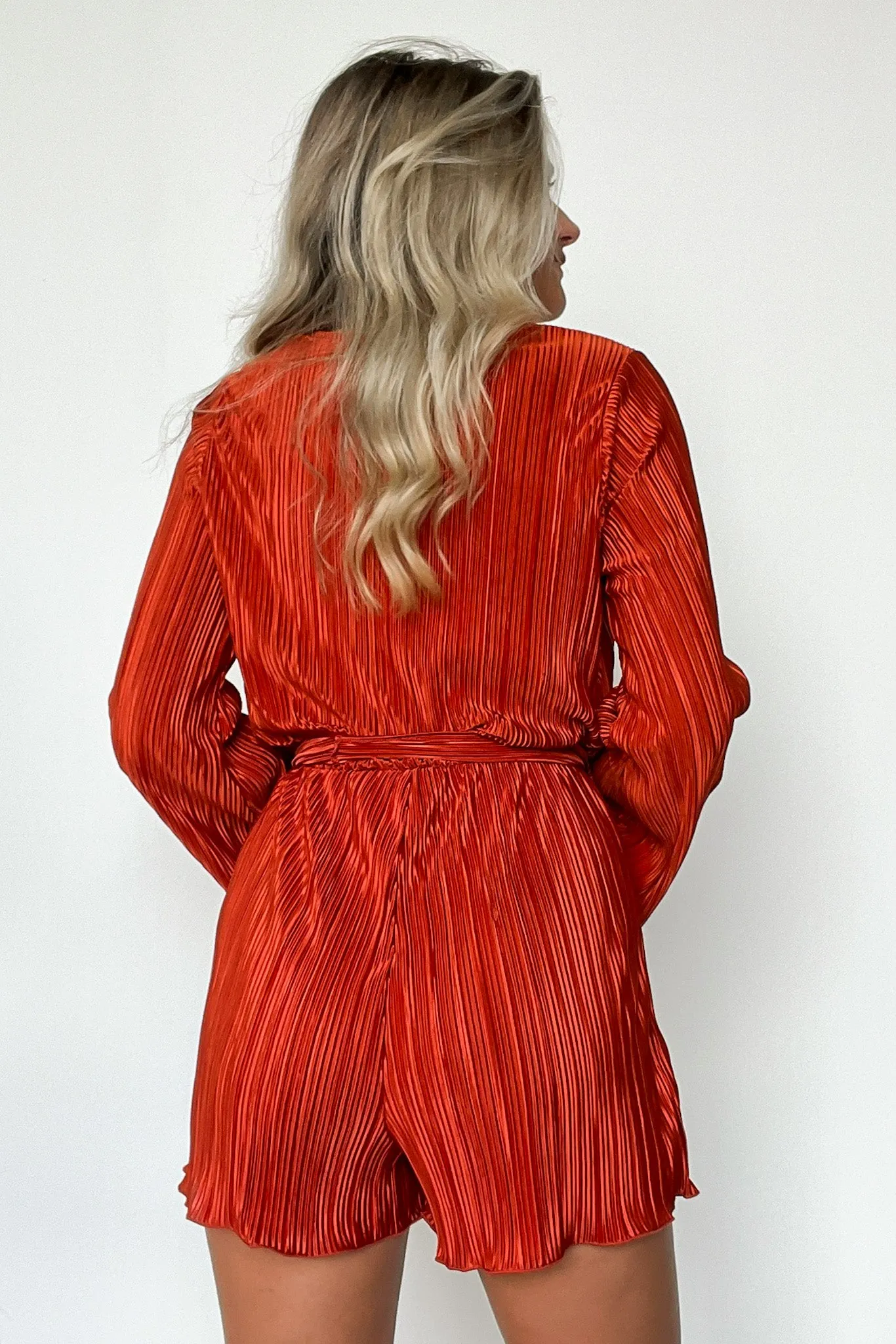 Sultry Beauty Pleated Satin Romper - FINAL SALE