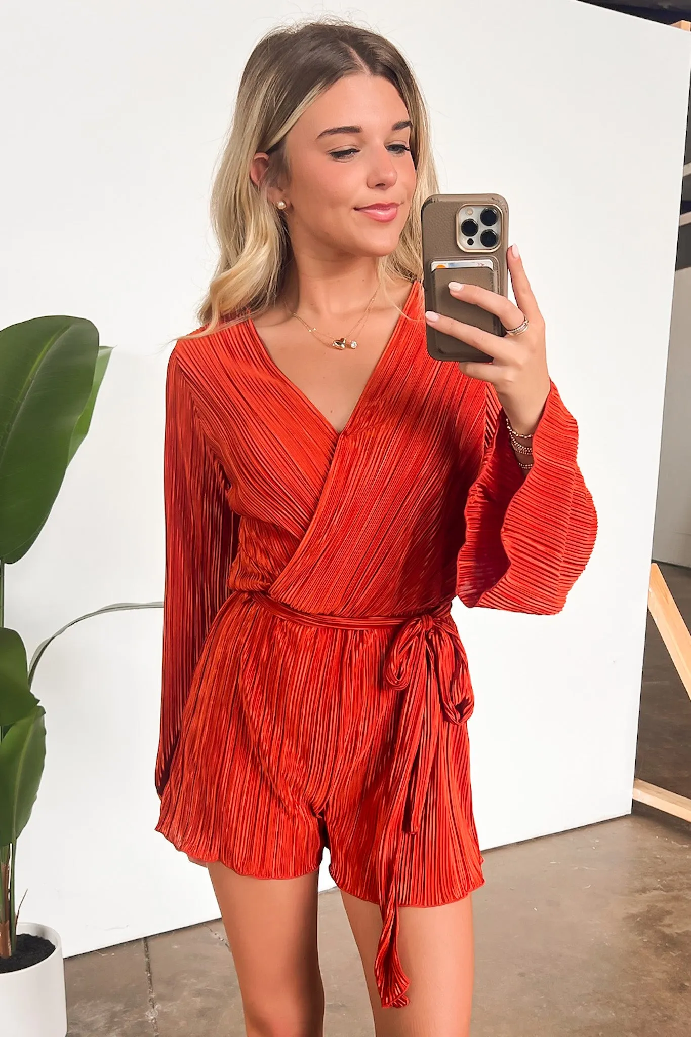 Sultry Beauty Pleated Satin Romper - FINAL SALE
