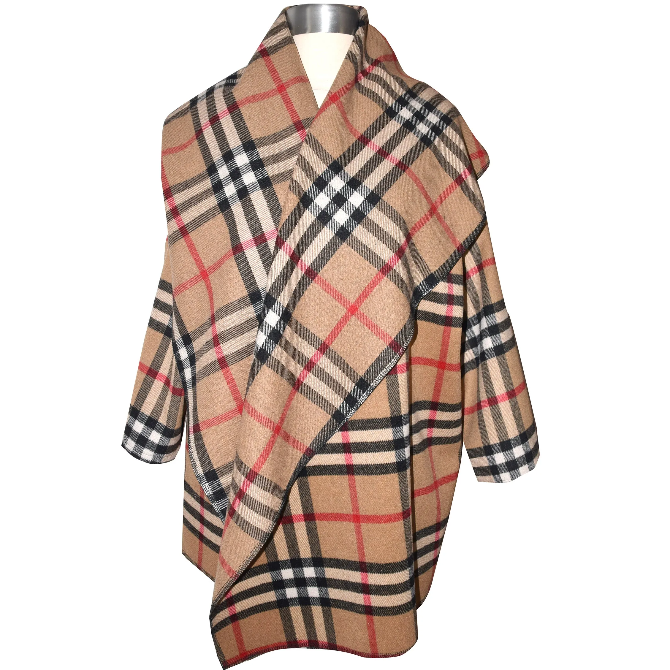 Super Soft Classic Plaid Wool Blend Wrap Coat