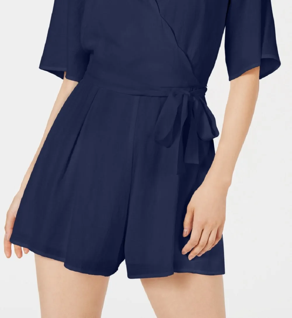 Trixxi Junior's Scalloped Wrap Romper Blue Size X-Small