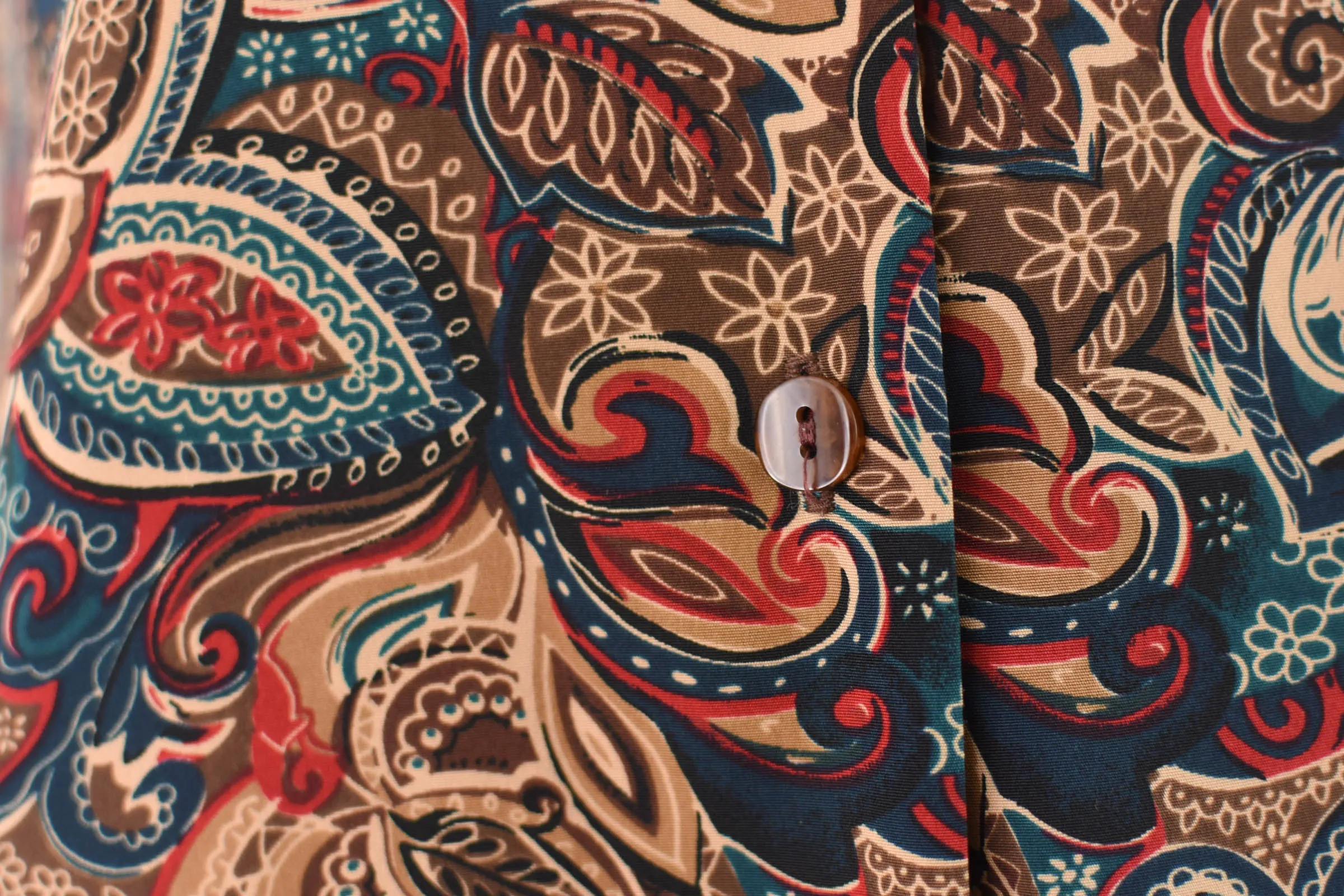 Vintage Paisley Print Long Sleeve Blouse, Women's Size 10